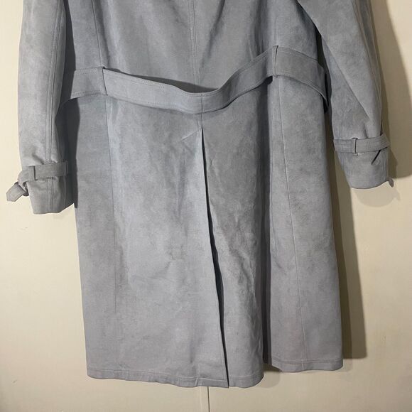 Jeffrey Banks For Lakeland Mens Coat 42L Gray Ultra Suede Double Breasted Trench - Picture 9 of 16